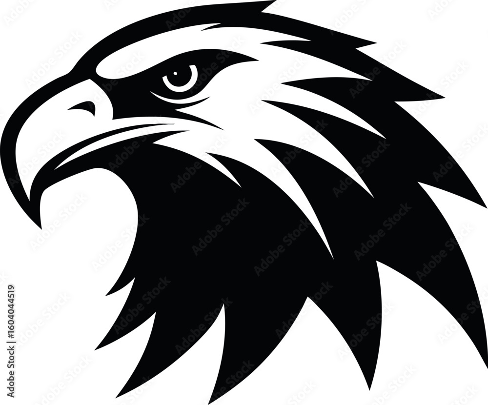 Obraz premium eagle head silhouette vector illustration, eagle head black symbol