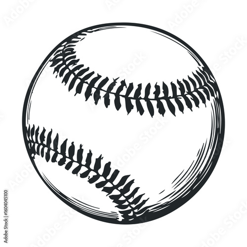 Vintage baseball illustration with detailed stitching and classic design