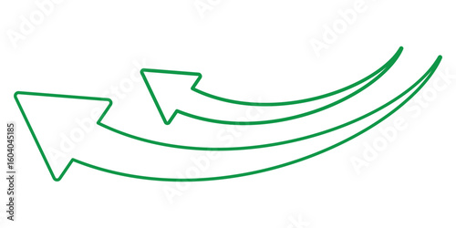 wavy curved Long arrow icon. long line arrow vector. flat style Arrow symbol. arrow on a transparent background. vector illustration. Green long arrow, curve green arrow icon vector for your apps, web
