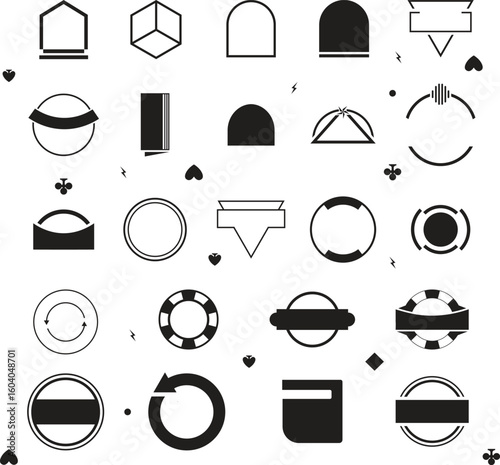 Collection of vintage label templates. Ideal for monograms, badges and label designs.