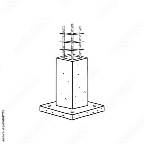 Doodle of a reinforced concrete pillar with framing forms