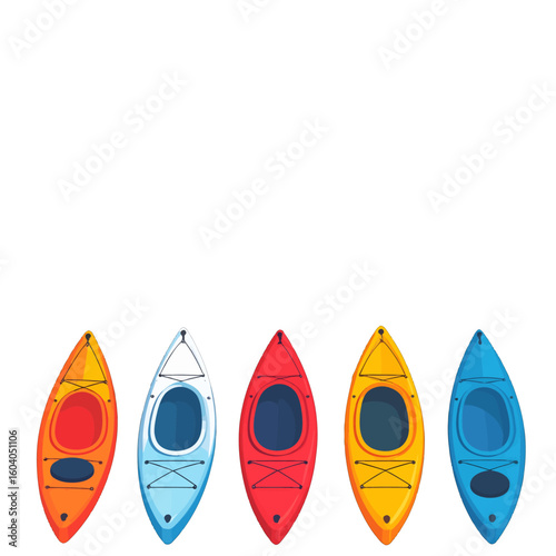 Colorful Kayaks Illustration Top View Design