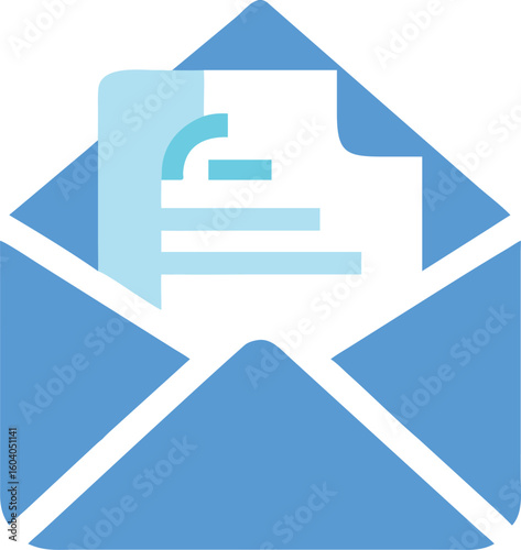 Blue envelope with document paper communication