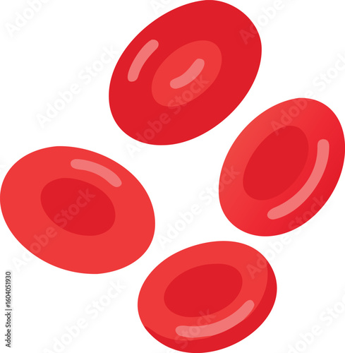 Red blood cells on transparent background medical biology