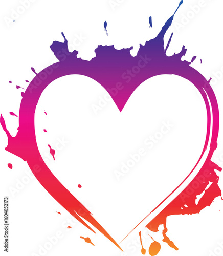Heart love sign outline and fill in graffiti spraypaint isolated on white