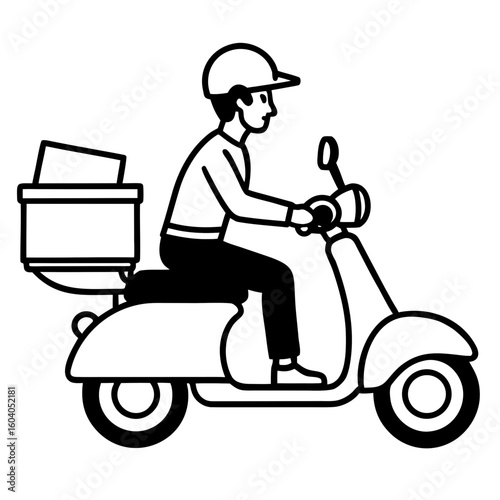 Scooter Delivery Man Silhouette – Fast Shipping & Logistic Icon

