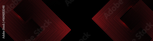 3D black red techno abstract background overlap layer on dark space with glowing lines decoration.