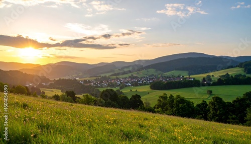 Scenic valley sunset landscape