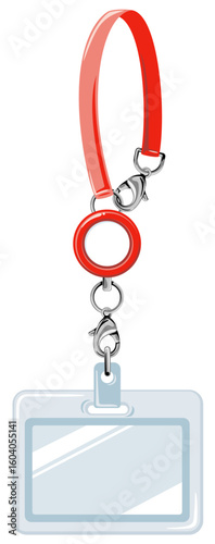 IDカードホルダーとリール付きハンドストラップ／社員証・名札用ベクターイラスト素材((ID Card Holder with Retractable Badge Reel and Hand Strap – Vector Illustration))