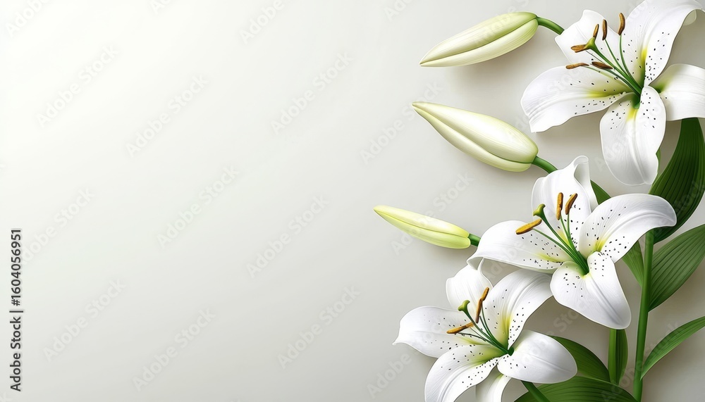 Obraz premium Elegant sympathy card featuring white lily flowers.