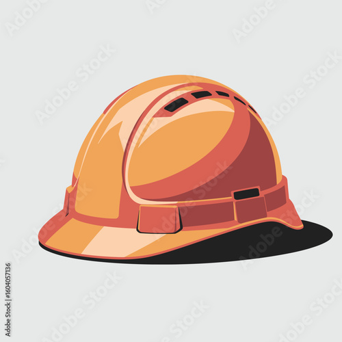 Vector Illustration of an Orange and Red Hard Hat Safety Helmet Construction Worker Head Protection Equipment