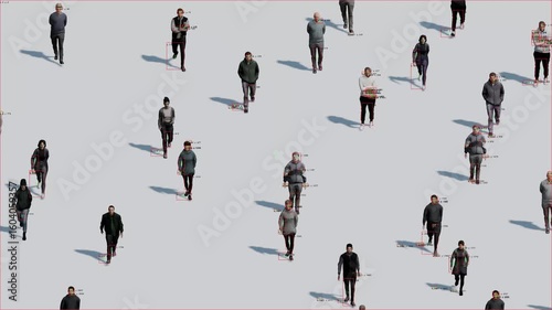 A crowd tracking system using red frames and markers. Shape recognition.