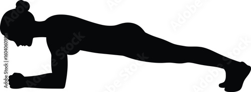 Silhouette of woman doing a plank exercise for core strength and fitness training