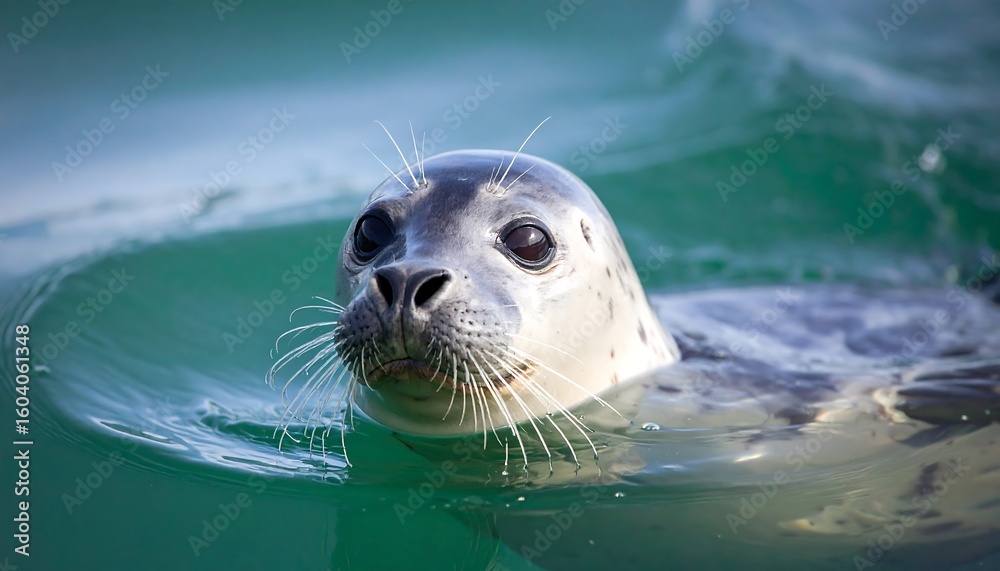 Fototapeta premium Seal swimming in teal water (1)
