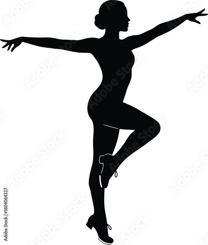 Silhouette of a Female Tap Dancer in a Pose