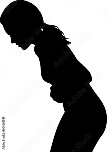 Silhouette of a Woman Experiencing Stomach Pain or Discomfort