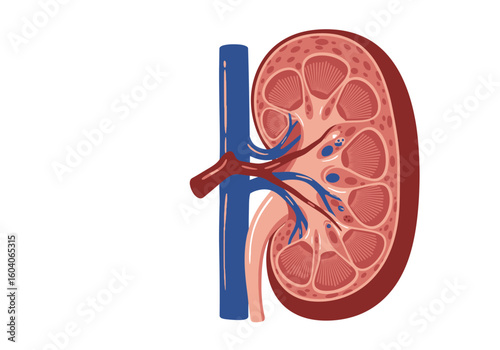 Kidney section illustration organ crosssection internal anatomy