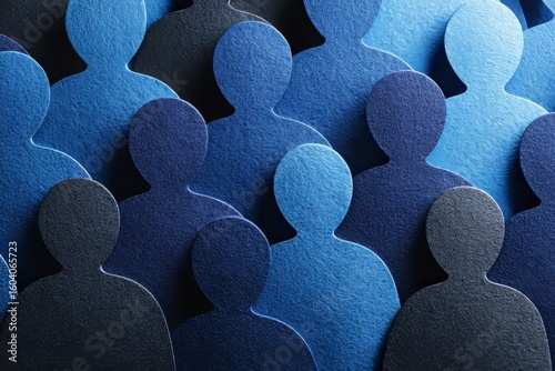 A diverse collection of paper cutout silhouettes symbolizes collaboration within a professional environment