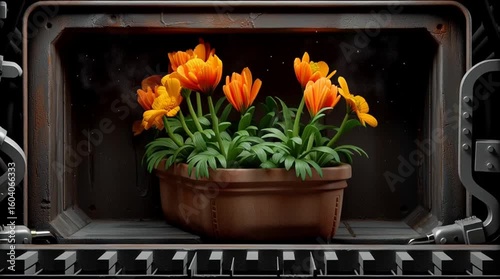 futuristic embroidery machine in robotic factory, embroidery flower futuristic concept, embroidery meets sci-fi in robotic future, Robotic Textile Technology,
Futuristic Flower Embroidery Design