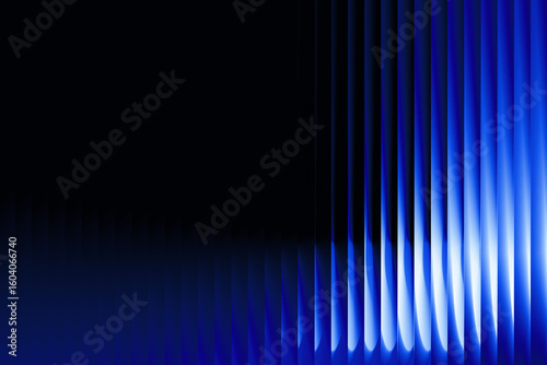 Minimalist black transitioning to deep blue with narrow glass rays. Sleek, sharp, and futuristic aesthetic. Vertical, narrow glass-like rays create a sleek and sharp appearance