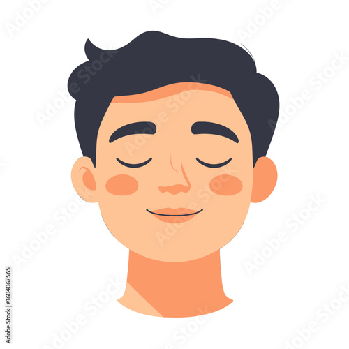 Vector illustration of a serene man's face with closed eyes and a gentle smile.