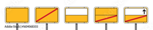 blank place name sign town exit sign set isolated vector illustration