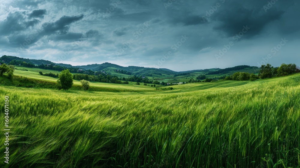 Obraz premium panoramic landscape of green fields for background