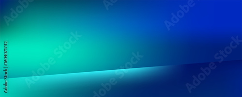 Blue-green gradient studio room, abstract background pattern, walls and floor reflect neon lights, dark tones and feel  speed of digital technology connected blue-green background. vector
