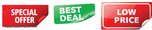 Collection of Glossy Promotional Sale Stickers