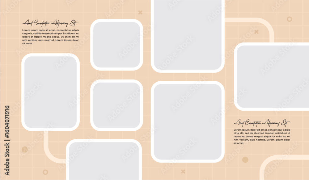 Naklejka premium Pictures or photos frame collage, page grid layout abstract photo frames and digital photo wall template