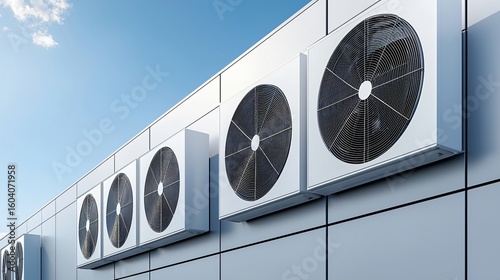 A biomass-fueled district heating plant with a sleek, modern design, subtly integrated into an urban environment.