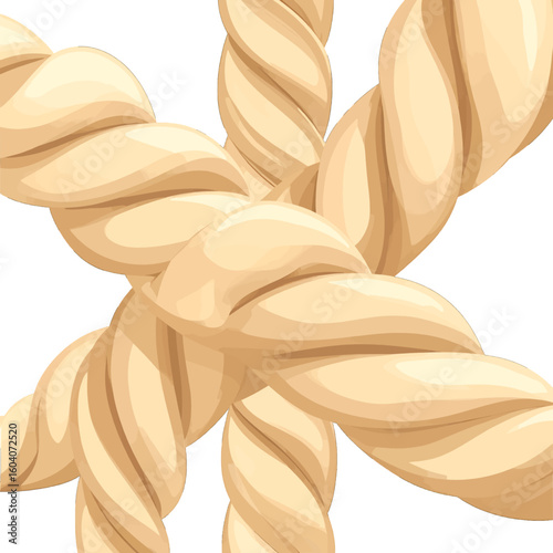 Stylized illustration of a thick, twisted beige rope with interwoven strands forming a central knot.