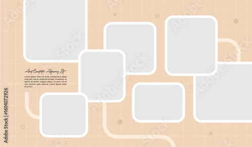 Pictures or photos frame collage, page grid layout abstract photo frames and digital photo wall template