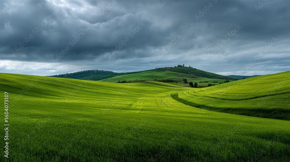Obraz premium panoramic landscape of green fields for background