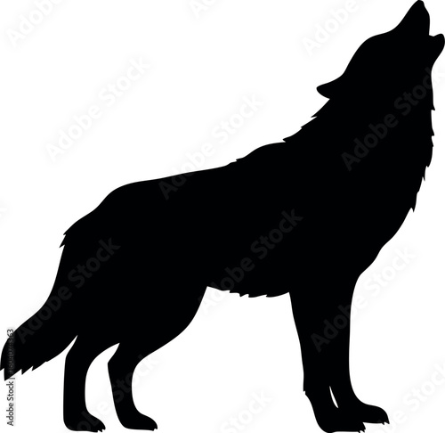 howling wolf silhouette vector, wolf black symbol