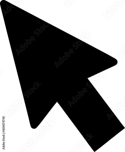 Cursor arrow silhouette icon in bold black, modern minimal digital symbol