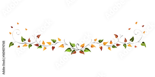 Autumn leaf swirl divider with falling foliage accents