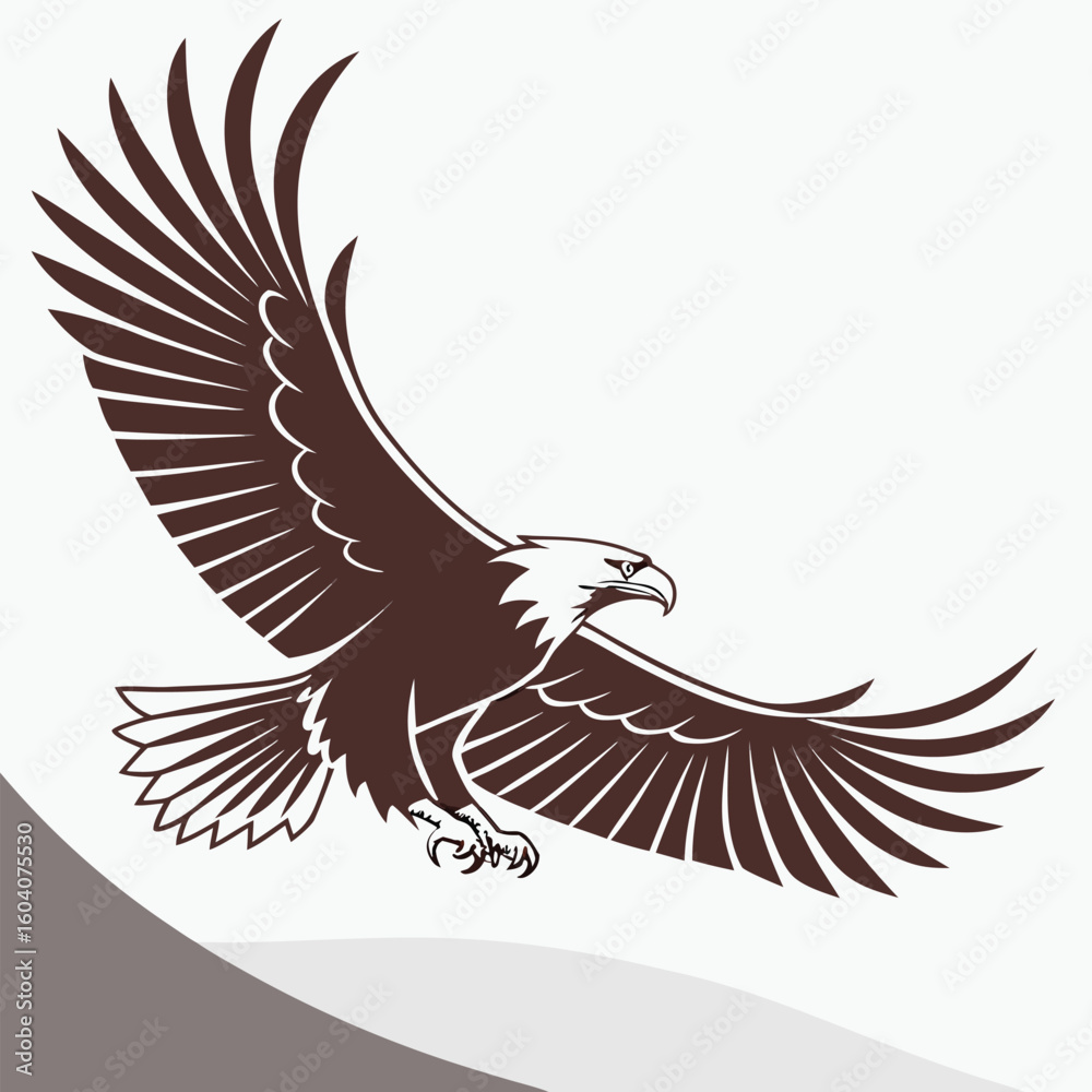 Obraz premium Brown Eagle in Flight Stylized Vector Illustration