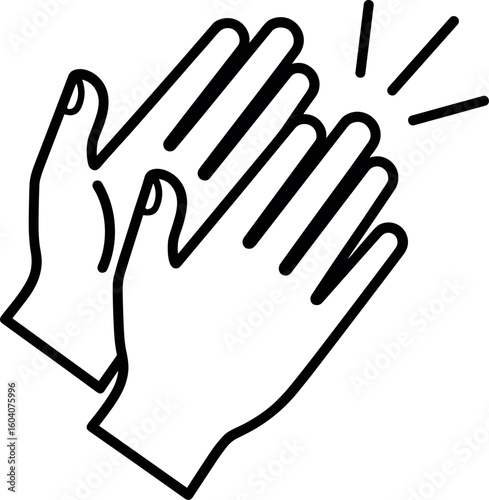 Applause and hand clap editable stroke outline icon isolated on white background flat vector illustration.