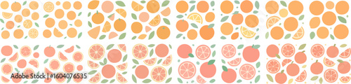 Fresh Citrus Fruit Pattern with Oranges and Grapefruits.