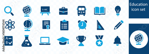 education Containing school subjects, supplies, science, online learning, and more sign. Editable stroke. Vector illustration