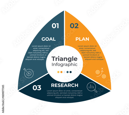 Infographic elements data visualization Abstract elements of graph, diagram with 3 steps, options, parts, or processes Can be used for business process, workflow, advertising, diagram, flowchart