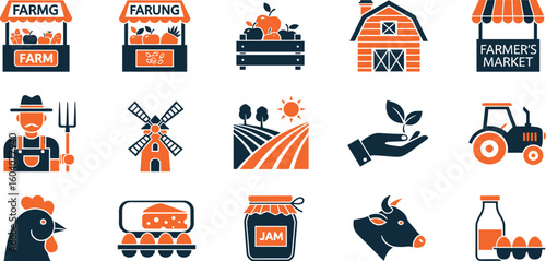 Farmer's market editable stroke outline icon isolated on white background flat vector illustration.