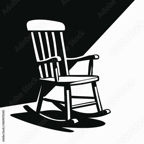 Rocking Chair in Dark Room Illustration
