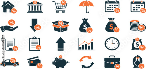 Loan interest rate editable stroke outline icon isolated on white background flat vector illustration.