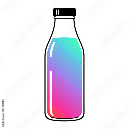 Colorful beverage bottle with gradient design in vibrant hues  