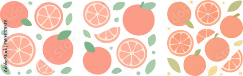 Fresh Stylized Orange Fruit Pattern Background.
