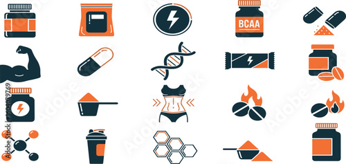 Sport supplements and fitness nutrition editable stroke outline icon isolated on white background flat vector illustration.