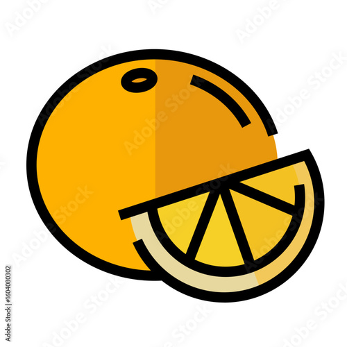 orange lemon fruit icon design	