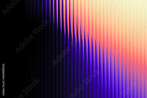 Futuristic glass gradient with soft peach, pink, and violet hues on a black base. Elegant vertical stripes create a pearlescent, rippled light effect.
